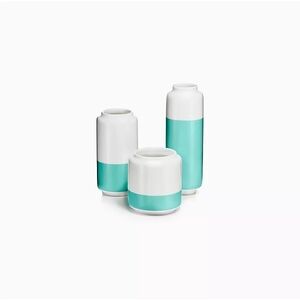 White and Teal Ceramic Vases Set
